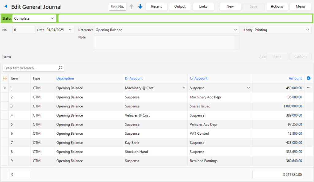 Edit General Journal
