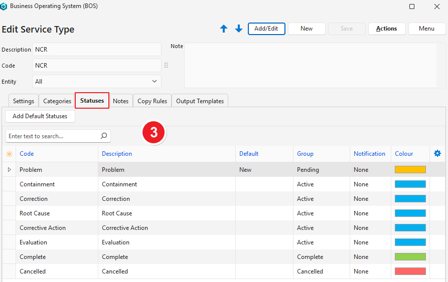 ประเภทบริการ สถานะ
ประเภทบริการ และ NCR ขั้นตอนที่ 3